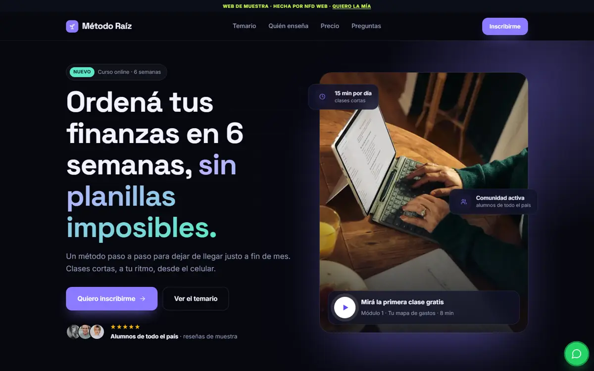 Web de muestra de curso online en compu